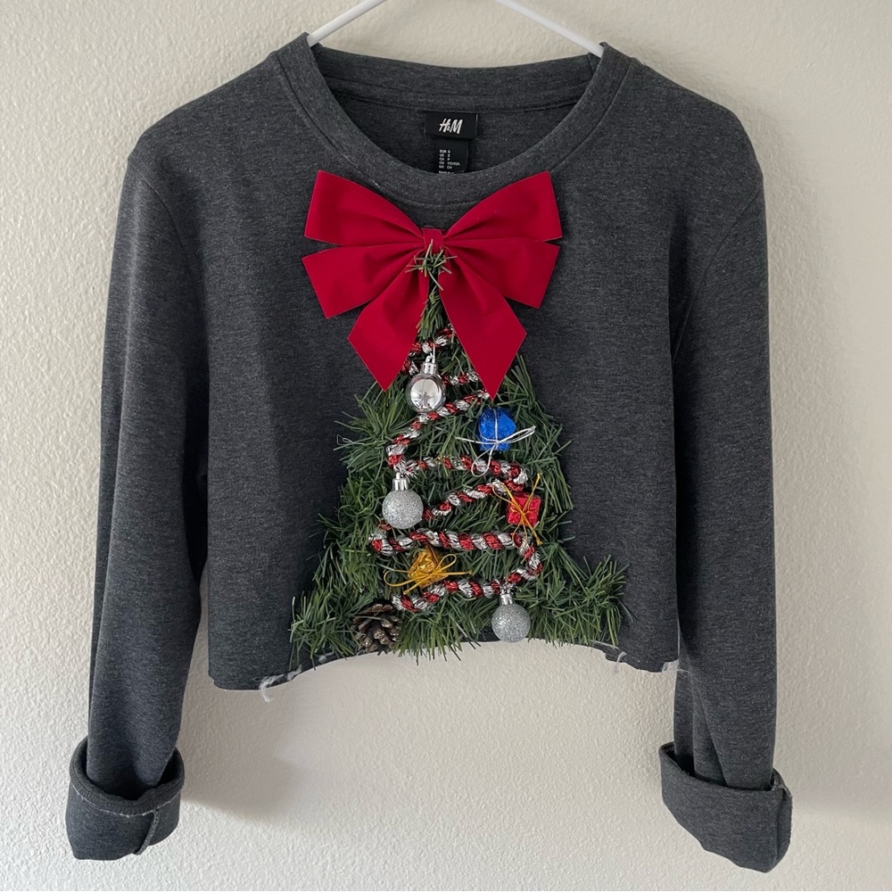 Handmade Xmas crop-top sweater size S